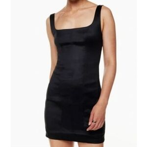 House Of Harlow Black Satin Square Neck Tank Mini Dress. Size Small